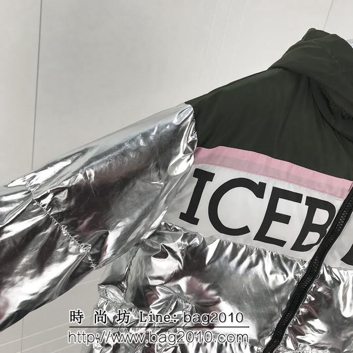 ICEBERG冰山 18冬季新款 撞色鐳射 加厚款超保暖 羽絨棉服 佟麗婭機場同款 ydi1950